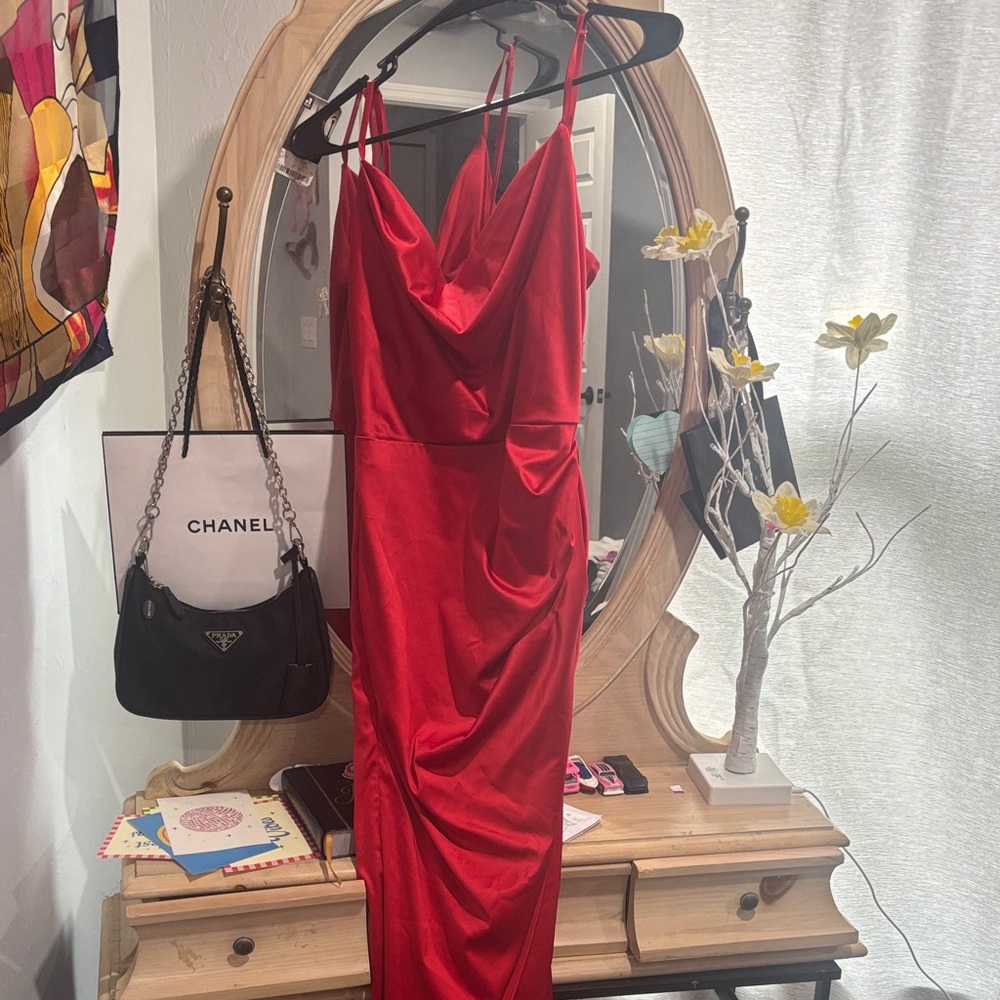 Amazon Essentials Red Asymmetrical Dress